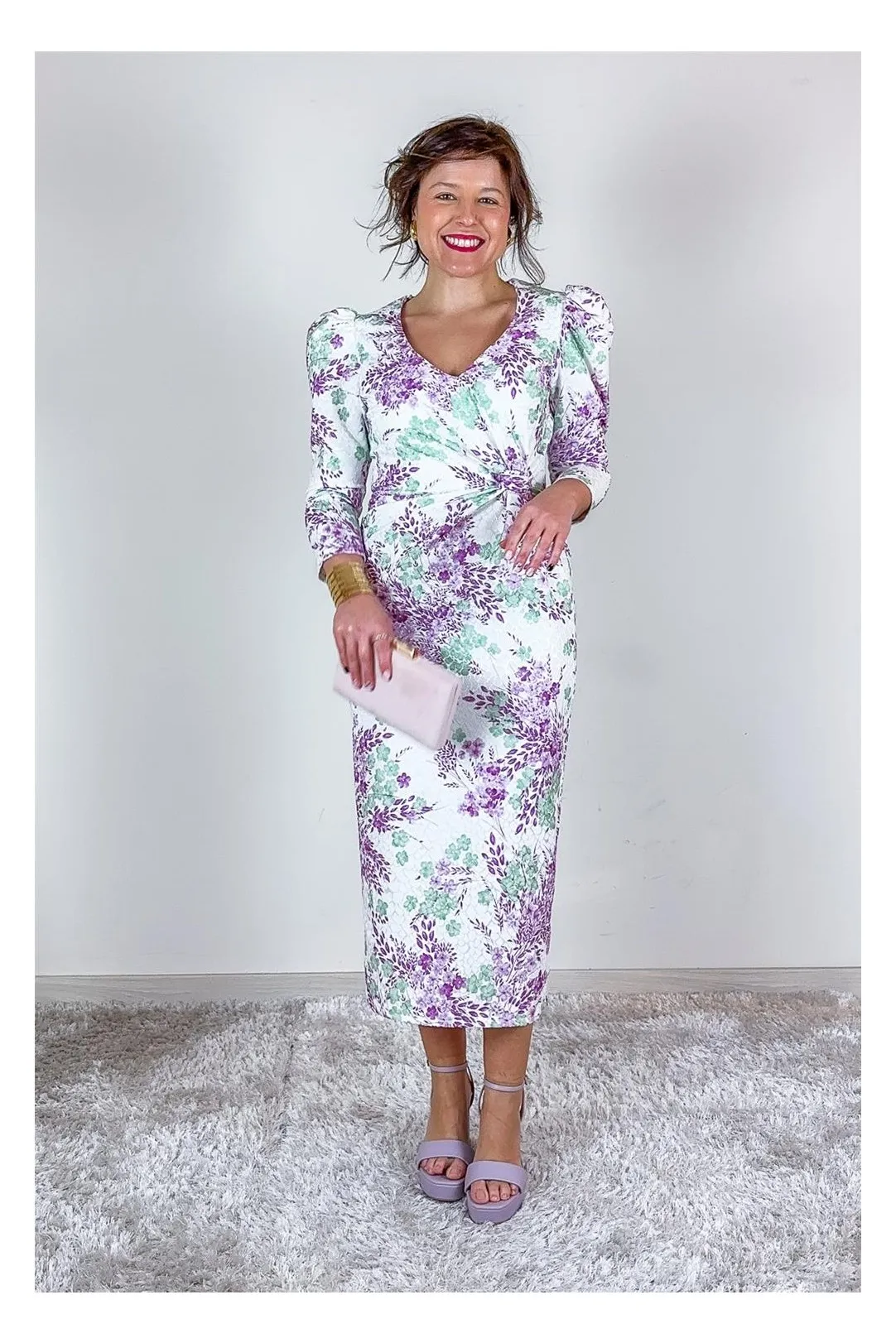 VESTIDO MANGA ABULLONADA JAC BLANCO