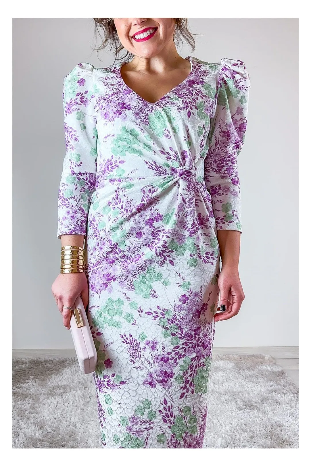 VESTIDO MANGA ABULLONADA JAC BLANCO