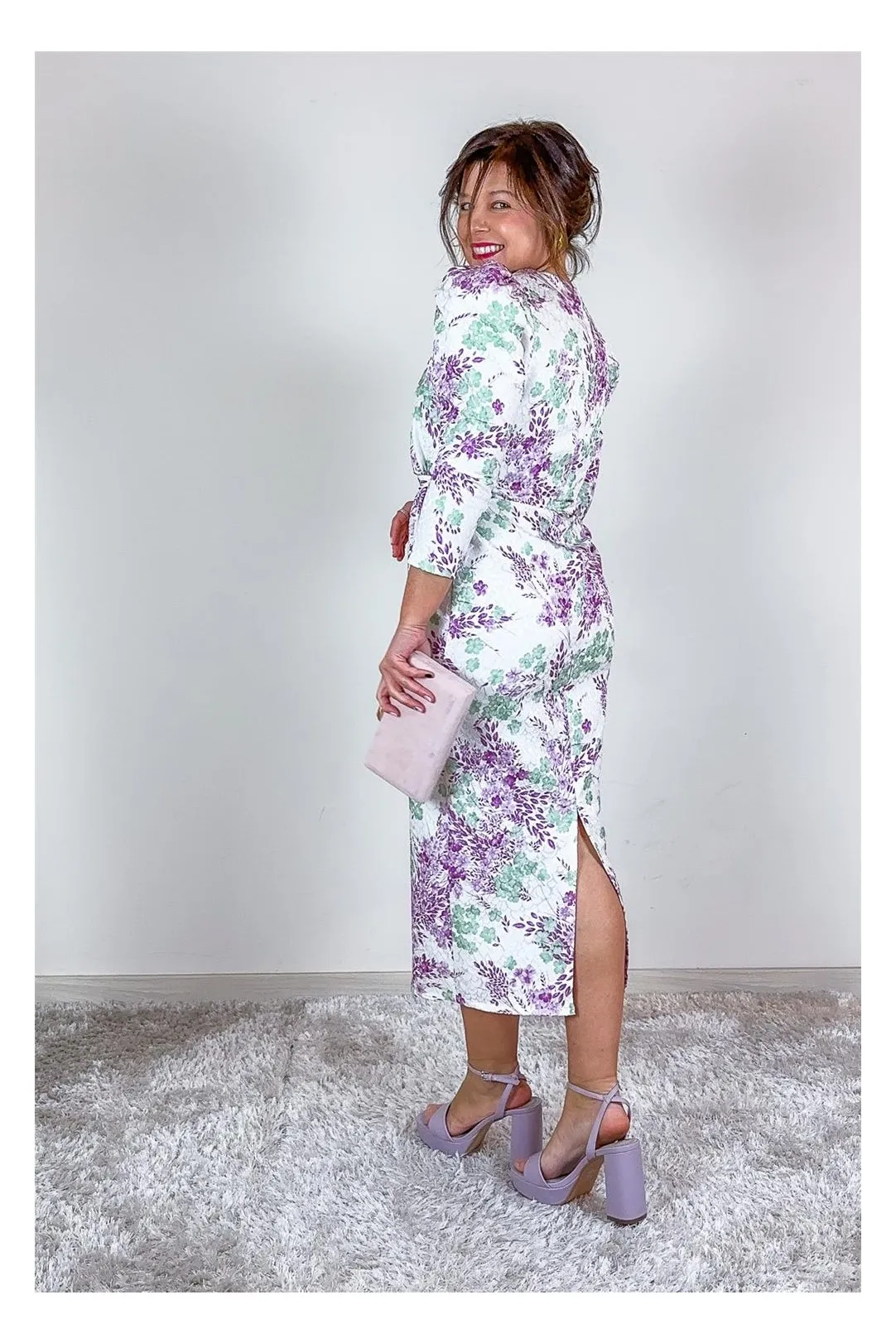 VESTIDO MANGA ABULLONADA JAC BLANCO