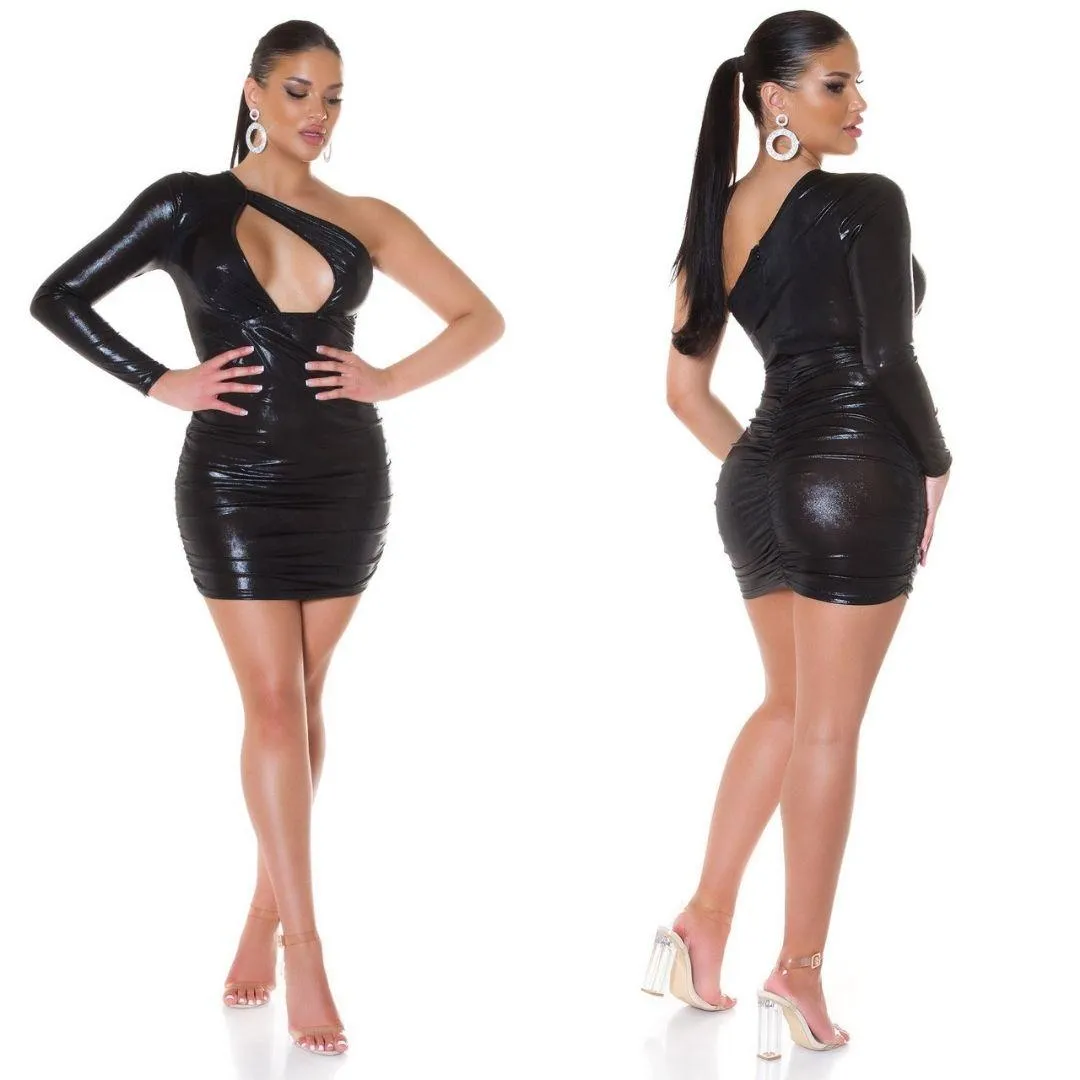 Vestido Metalizado Moda Fiesta Negro