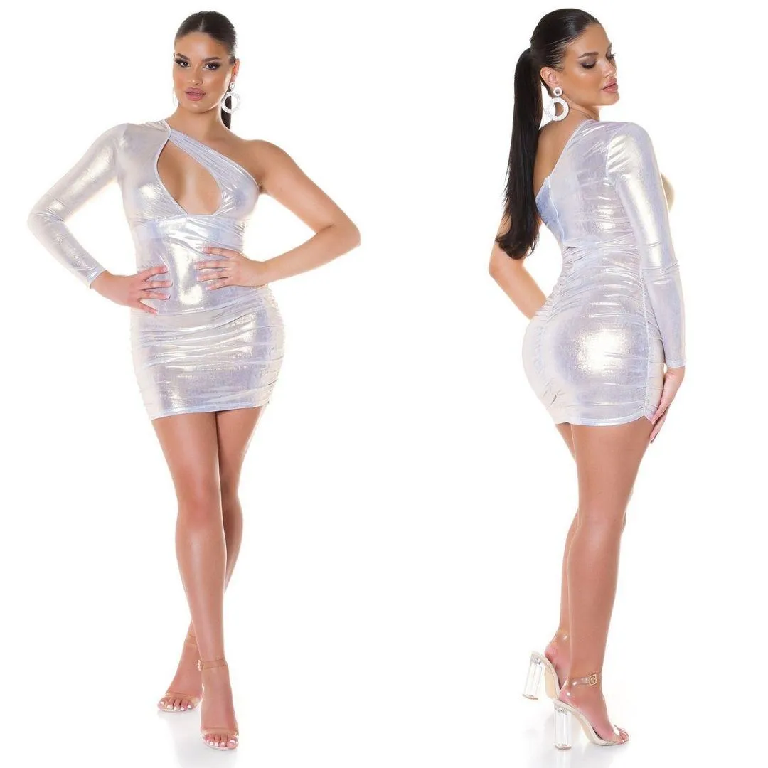 Vestido Metalizado Moda Fiesta Oro
