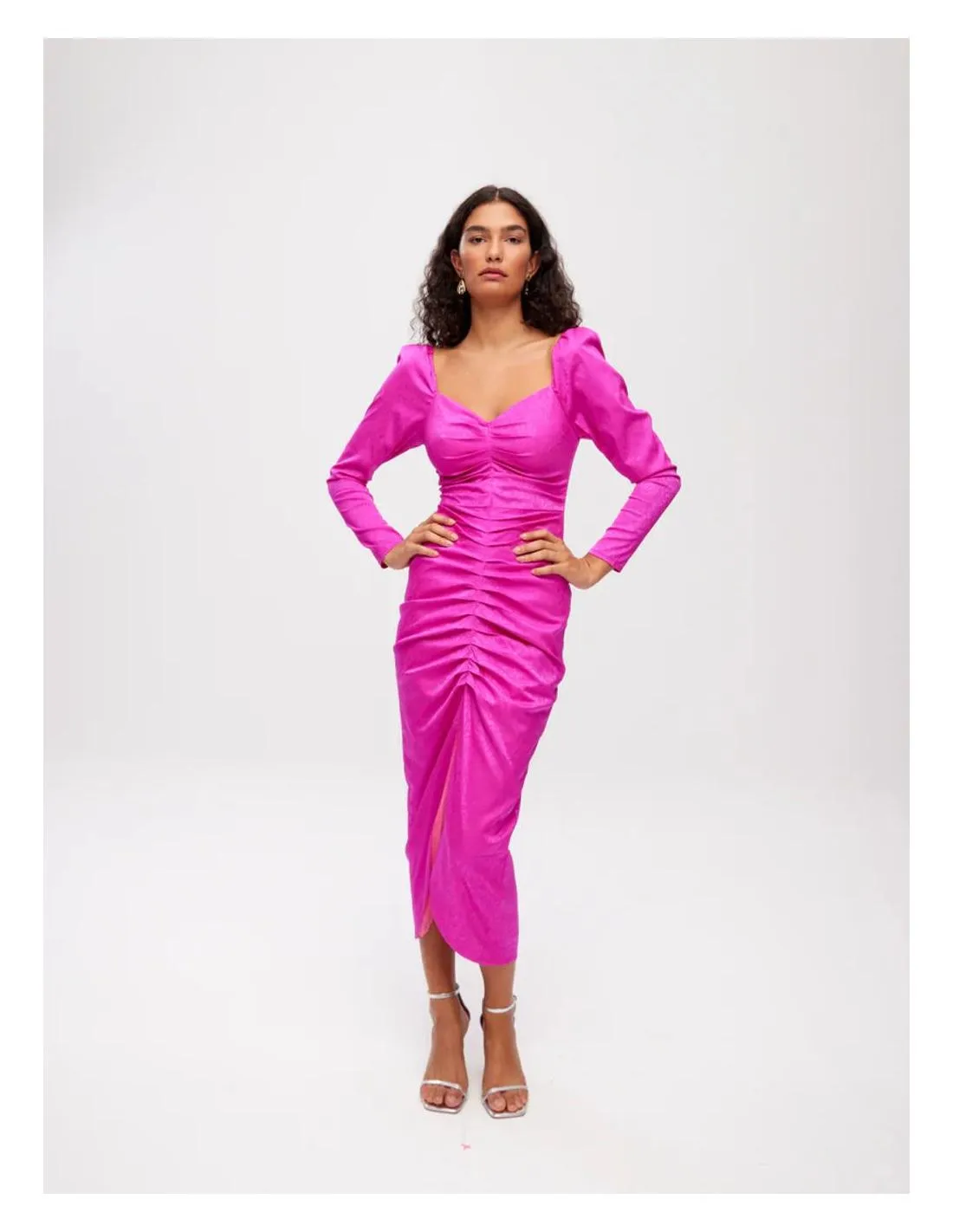 VESTIDO MIDI CON DRAPEADO MIOH MACARELLA