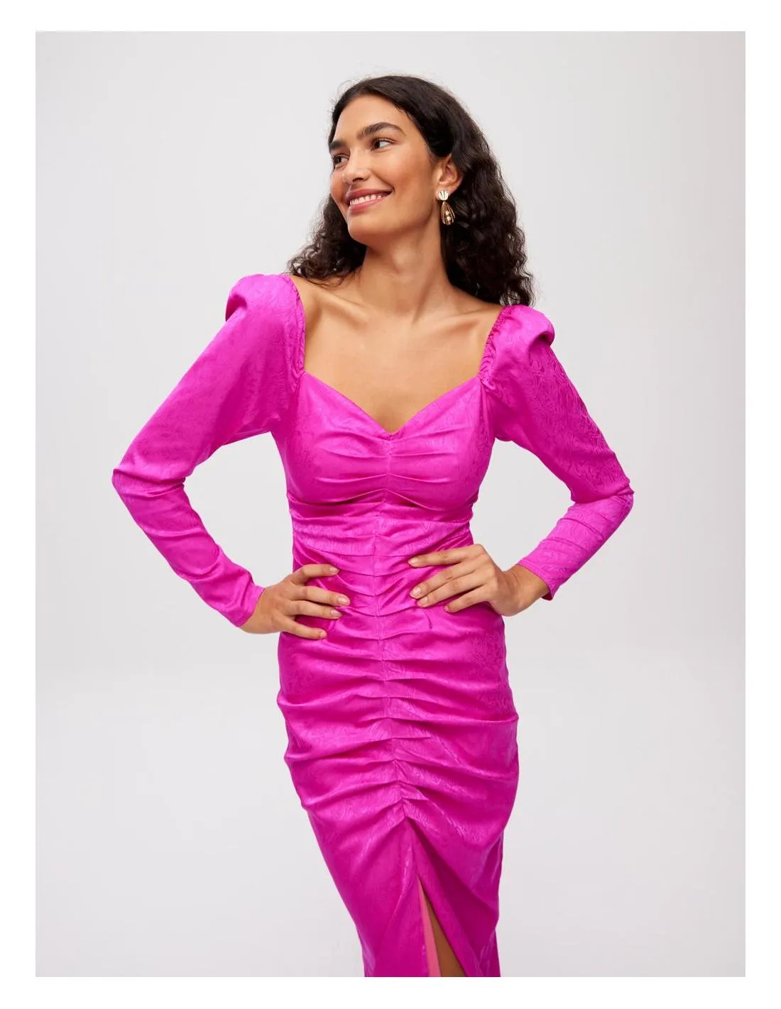 VESTIDO MIDI CON DRAPEADO MIOH MACARELLA