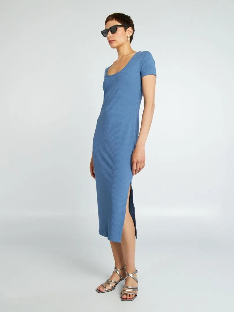 VESTIDO MIDI DE PUNTO DE CANALé  AZUL