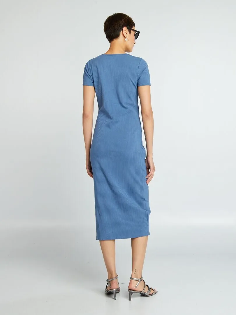 VESTIDO MIDI DE PUNTO DE CANALé  AZUL