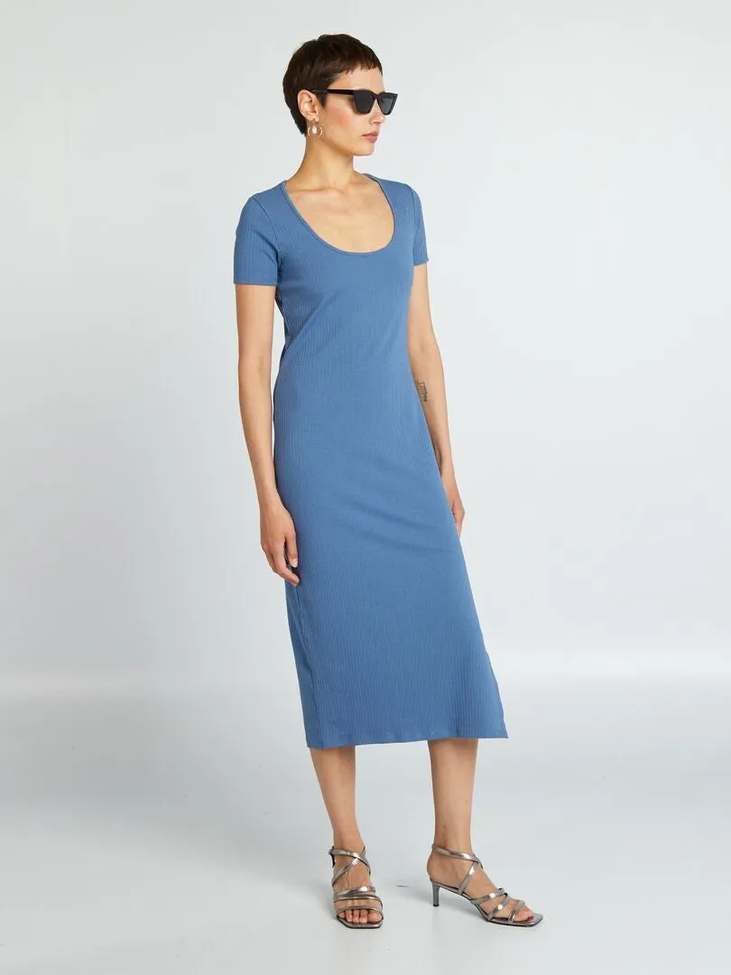 VESTIDO MIDI DE PUNTO DE CANALé  AZUL