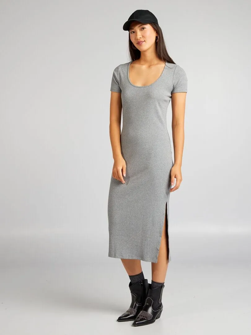 VESTIDO MIDI DE PUNTO DE CANALé  GRIS
