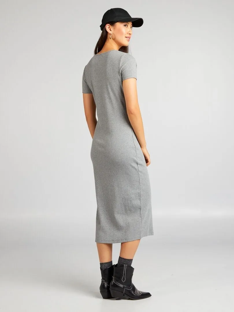 VESTIDO MIDI DE PUNTO DE CANALé  GRIS