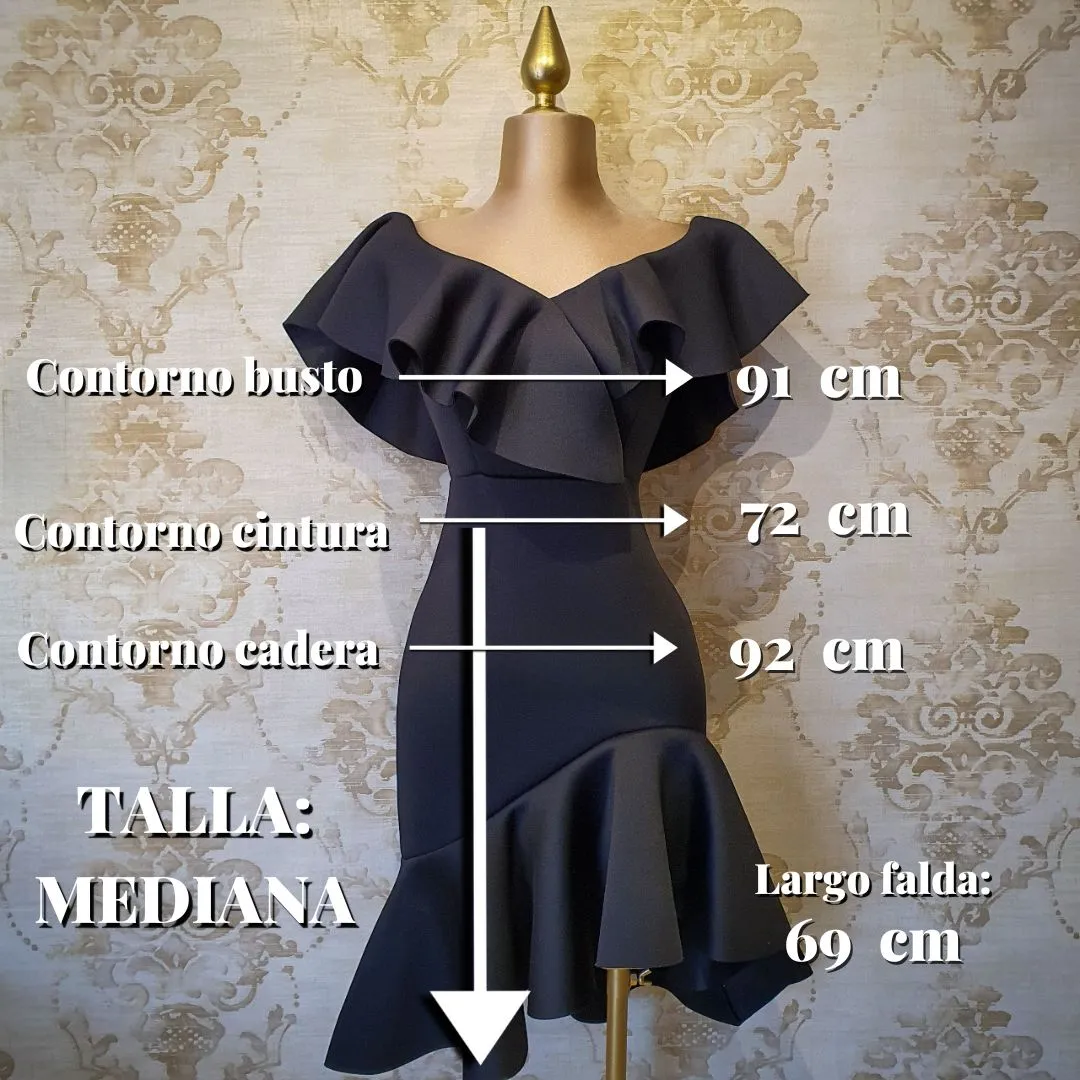 Vestido Negro Corto Sin Hombros de Fiesta Elegante