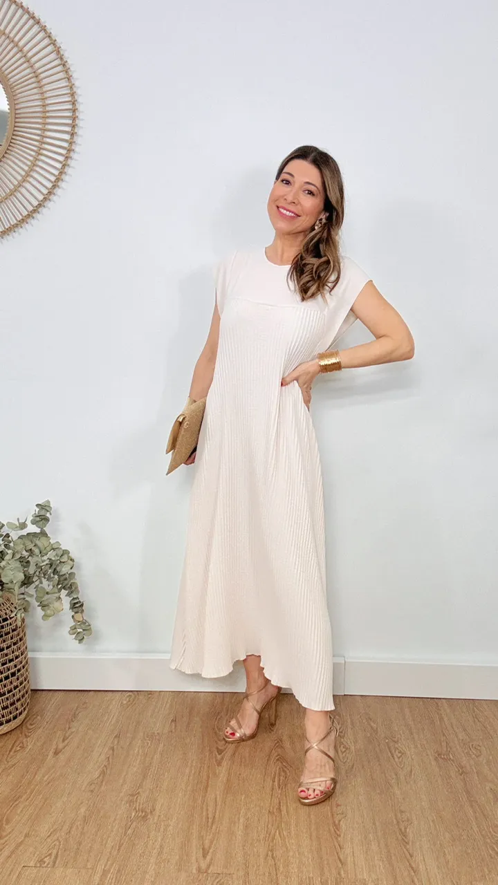 Vestido Tifany gasa beige