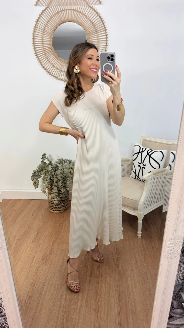 Vestido Tifany gasa beige