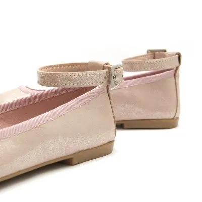 Zapato bailarina niña rosa nacarado