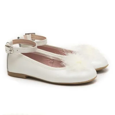 Zapato comunion niña beige con flor