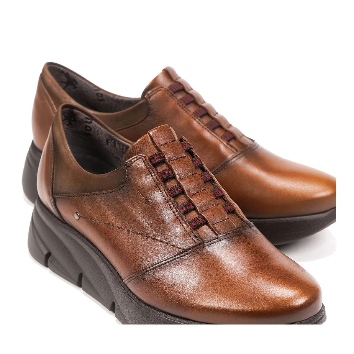 Zapato Deportivo Fluchos mujer Bona elásticos cuero y negro F1357