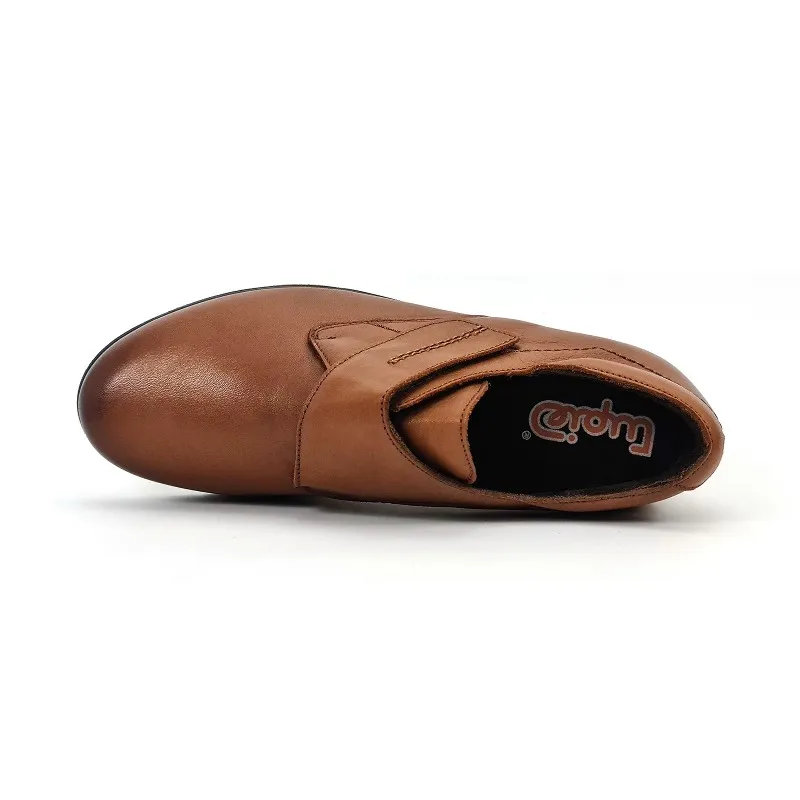 Zapatos Cómodos Mujer Piel Cuña Velcro Plantilla Extraíble 70243 Cuero, de Tupié