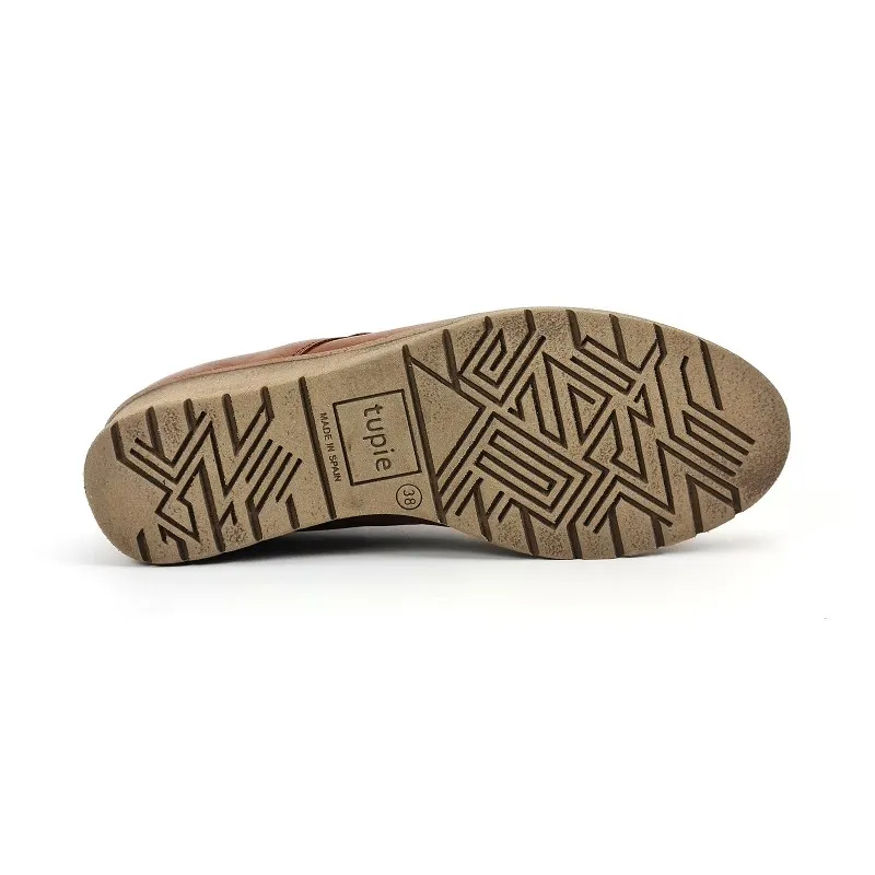 Zapatos Cómodos Mujer Piel Cuña Velcro Plantilla Extraíble 70243 Cuero, de Tupié