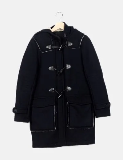 Zara Abrigo azul marino texturizado