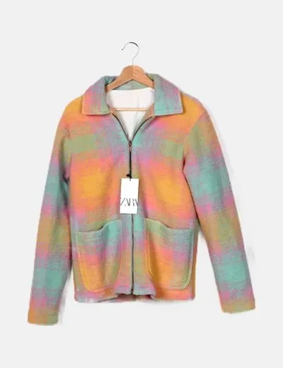 Zara Abrigo de paño multicolor