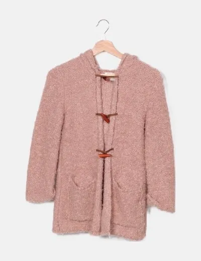 Zara Abrigo rosa detalle capucha